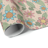 Roze Blauwe Bloemen Natuur Cadeaupapier (Rol Hoek)