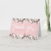 Roze Blauwe Bloemen Wit Script Bedankt Overlay (Voorkant)