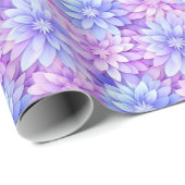 Roze & Blauwe Bloemen Wrapping Papier Pastel kleur (Rol Hoek)