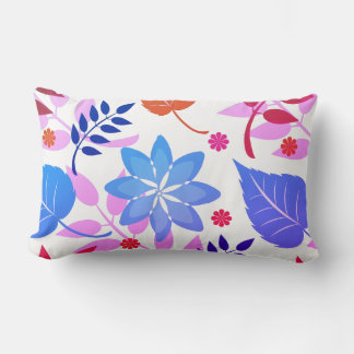 Roze & Blauwe Bloemige Lage Worp Kussen