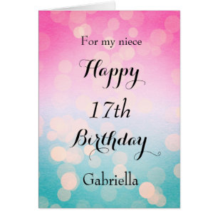 Roze Blauwe Bokeh Niece 17th Birthday