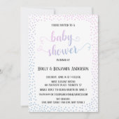 Roze blauwe Confetti TypografieBaby Shower Kaart (Voorkant)