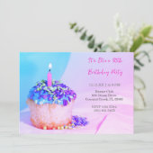 Roze Blauwe Cupcake Kleurrijke 30e verjaardag Kaart (Staand voorkant)