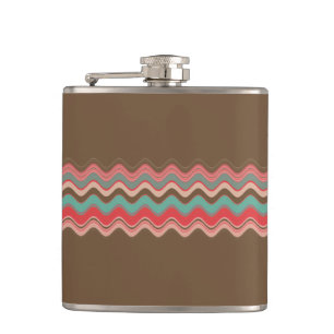Roze blauwe droog Zigzag Patroon Heupfles