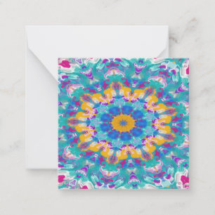 Roze, Blauwe en Gele Mandala Notitiekaartje
