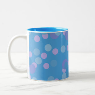 roze blauwe en paarse polka stip clusters tweekleurige koffiemok