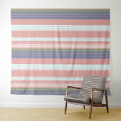 Roze, blauwe en verticale strepen van olijven. wandkleed (In Situ (horizontaal))