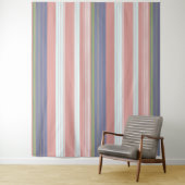 Roze, blauwe en verticale strepen van olijven. wandkleed (In situ)