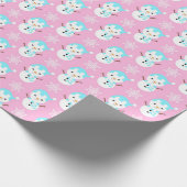 Roze, blauwe en witte kerstman cadeaupapier (Hoek)