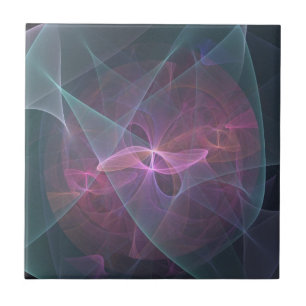 Roze Blauwe en Zwarte Fractal Tegeltje