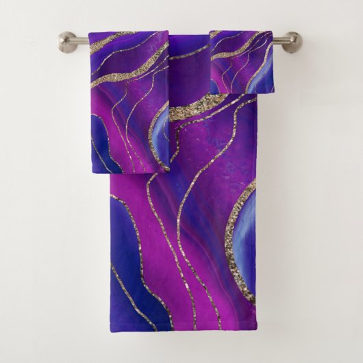 Roze blauwe galaxy Nebula Agate Glitter Glam #1  Bad Handdoek (Insitu)