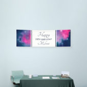 Roze & Blauwe Galaxy Nebula & Sterren Verjaardag Spandoek (Beurs)