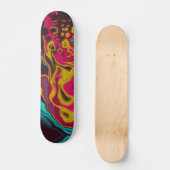 Roze blauwe gele Abstracte acrylvezel Skateboard (Voorkant)