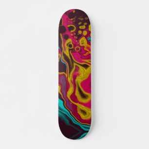 Roze blauwe gele Abstracte acrylvezel Skateboard