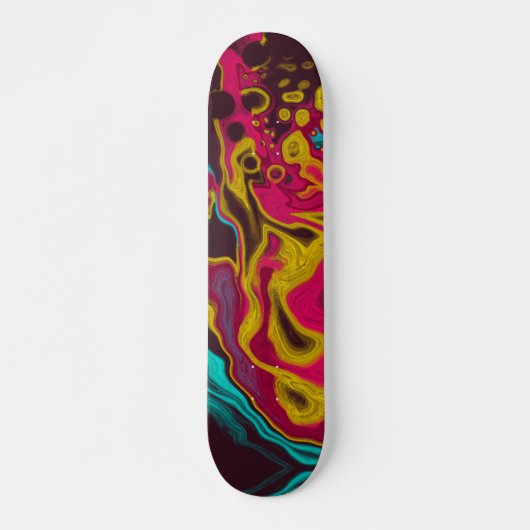 Roze blauwe gele Abstracte acrylvezel Skateboard (Voorkant)