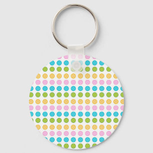Roze blauwe gele knopenpatroon accessoires trendy sleutelhanger