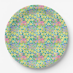  roze, blauwe, gele Primroses papieren Borden Bordje