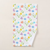 Roze, blauwe, gele pruimelpatroon bad handdoek (Handdoek)