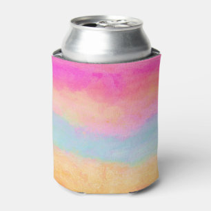 Roze blauwe gele regenboog Abstracte strepen Blikjeskoeler