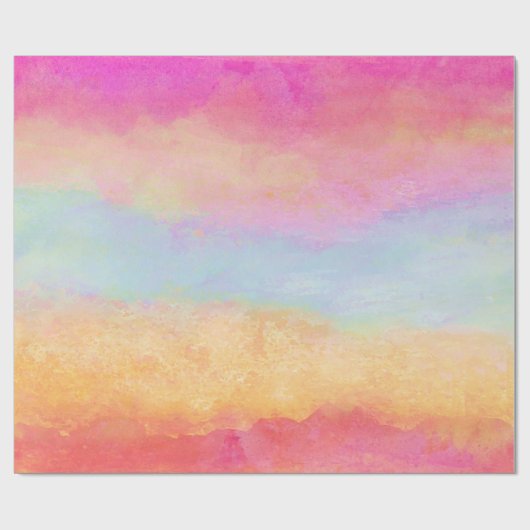 Roze blauwe gele regenboog Abstracte strepen Cadeaupapier (Vlak)