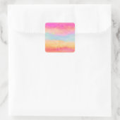 Roze blauwe gele regenboog Abstracte strepen Vierkante Sticker (Tas)