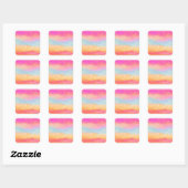 Roze blauwe gele regenboog Abstracte strepen Vierkante Sticker (Vel)