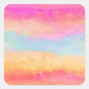 Roze blauwe gele regenboog Abstracte strepen Vierkante Sticker