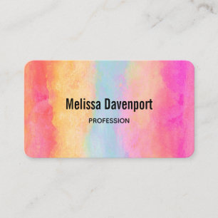 Roze blauwe gele regenboogstrips Waterverf Visitekaartje