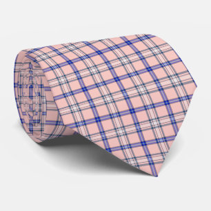 Roze Blauwe Geruite Klassieke Patroon Retro Nekdas Stropdas