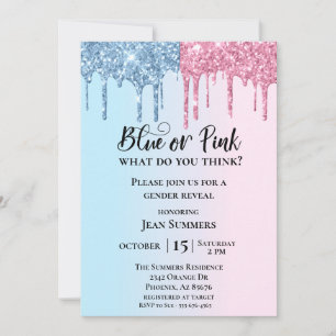 Roze Blauwe Glittersluiers Glans Glam Geslacht Rev Kaart