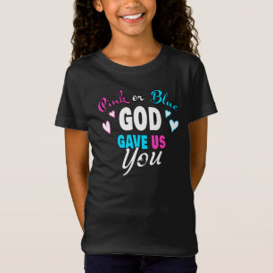 Roze blauwe GOD gaf ons Christelijke gender onthul T-shirt