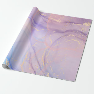 Roze & Blauwe Gouden Glitter Marmer Cadeaupapier