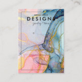 Roze blauwe goudkleurige Kaart met oormerk Visitekaartje (Voorkant)