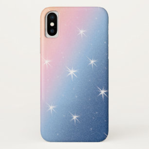 Roze blauwe gradiënt Glitter iPhone X Hoesje