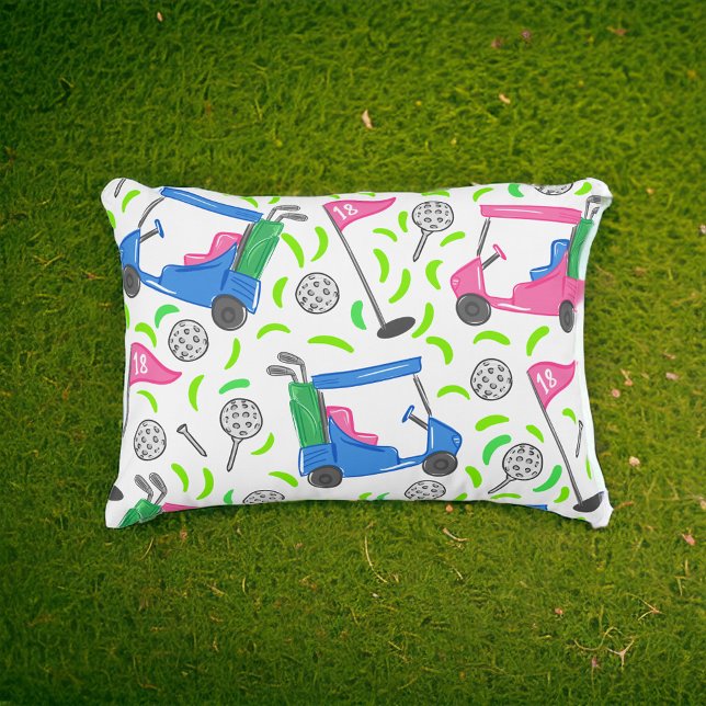 Roze Blauwe Groene Golf Preppy Accent Kussen (Creator heeft geüpload)