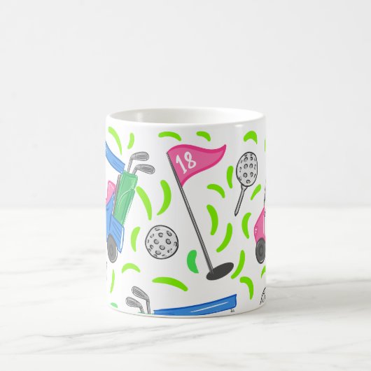 Roze Blauwe Groene Golf Preppy Koffiemok (Center)