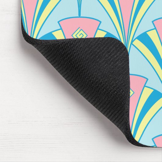 Roze blauwe groene ventilatorpatroon muismat (Hoek)