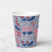 Roze Blauwe Hand Getrokken Bloemblok Print Papieren Bekers (Rechts)