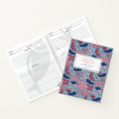 Roze & Blauwe Hand Getrokken Bloemblok Print Recep Notitieboek (Binnen)