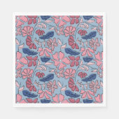Roze Blauwe Hand Getrokken Bloemblok Print Servet (Voorkant)