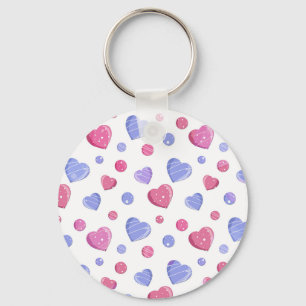 Roze, blauwe harten op een witte achtergrond. sleutelhanger