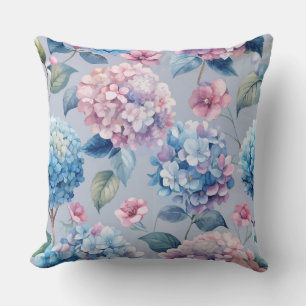 ROZE & BLAUWE HORTENSIA BLOEMEN KUSSEN