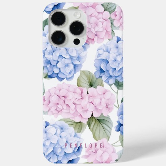 Roze Blauwe hortensia gepersonaliseerde iPhone cas Case-Mate iPhone Case (Achterkant)