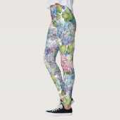 Roze blauwe hydrangea in Bloom Floral Pattern Leggings (Links)