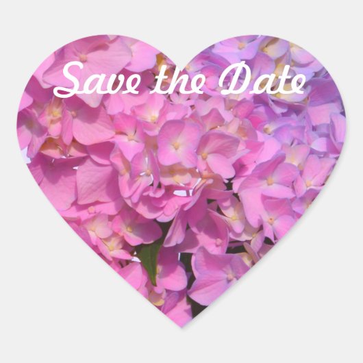 Roze blauwe hydrangeas elegante roze paarse bloeme hart sticker (Voorkant)