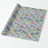 Roze blauwe hydrangeas in Bloom Floral Cadeaupapier (Uitgerold)