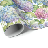 Roze blauwe hydrangeas in Bloom Floral Cadeaupapier (Rol Hoek)