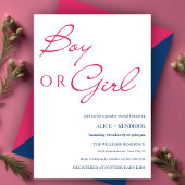 Roze Blauwe Kalligrafie Jongen of Meisje Geslacht Kaart