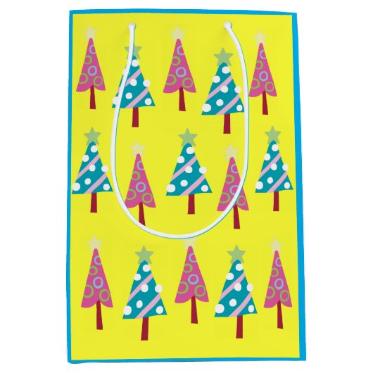 Roze blauwe kersttassen Cadeautassen Medium Cadeauzakje (Voorkant)