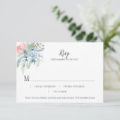 Roze blauwe lavender Sage Green Floral RSVP (Staand voorkant)